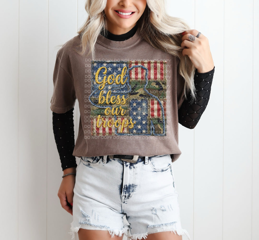 God Bless Our Troops DTF Print