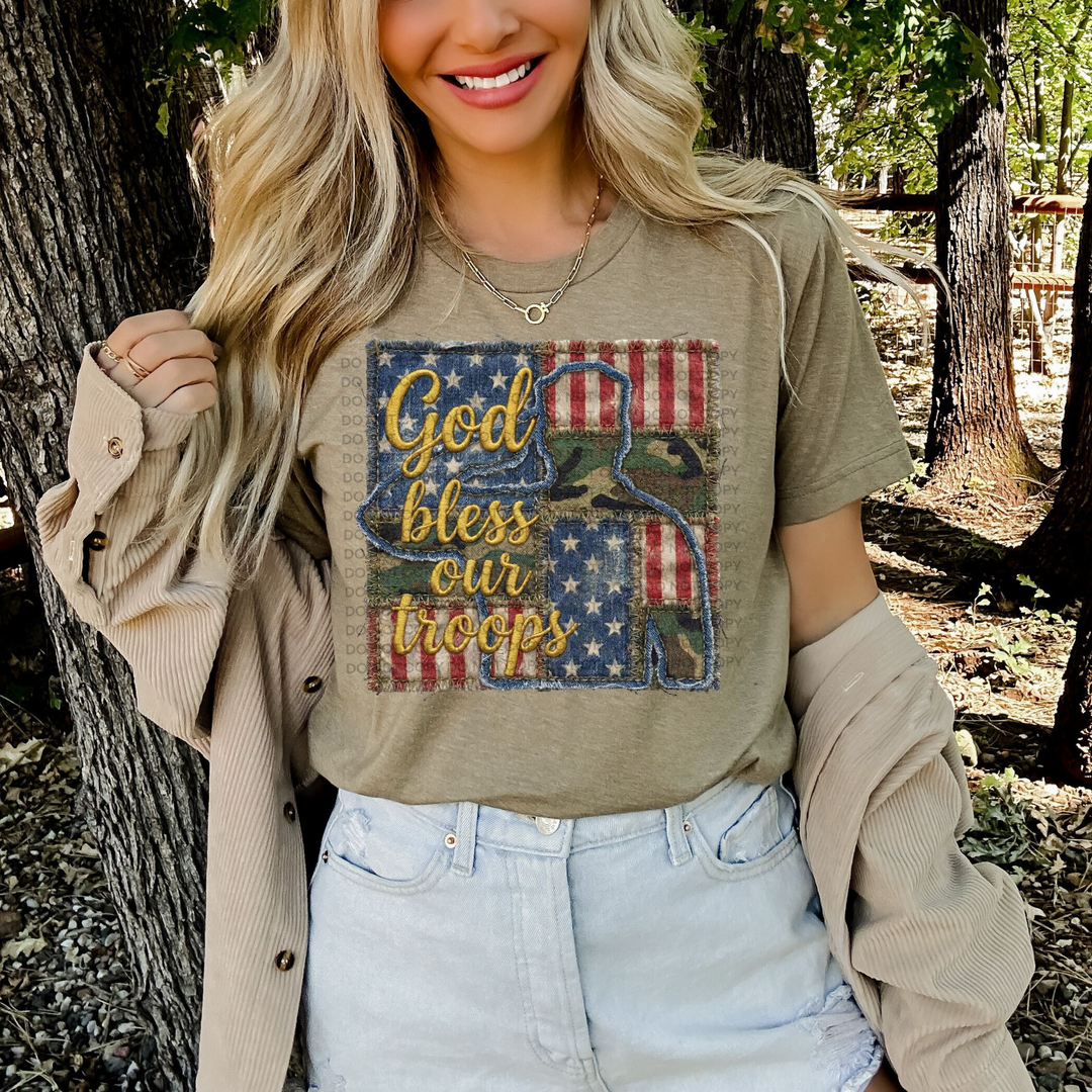 God Bless Our Troops DTF Print