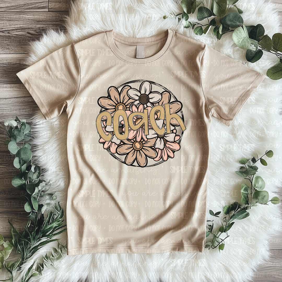 Coach Neutral Floral DTF Print
