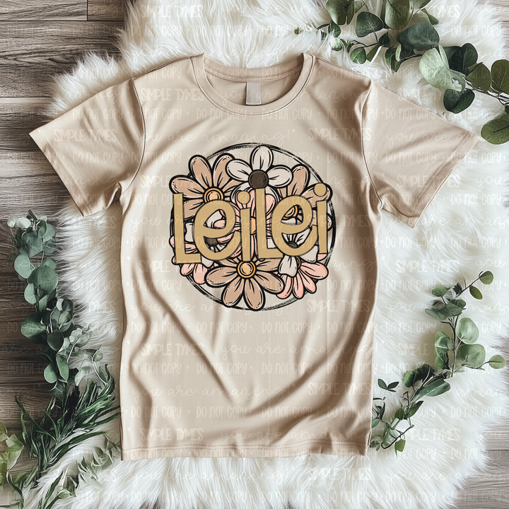 Neutral Floral Family Titles DTF Print