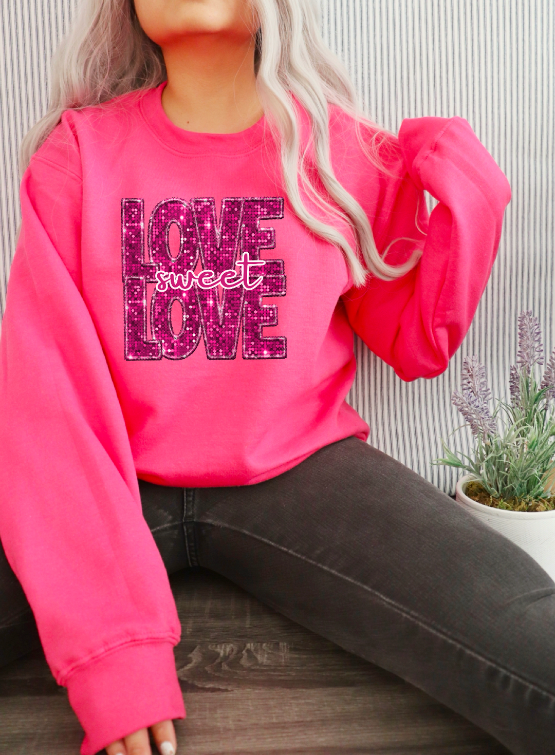 Love Sweet Love Faux Sequins DTF Print