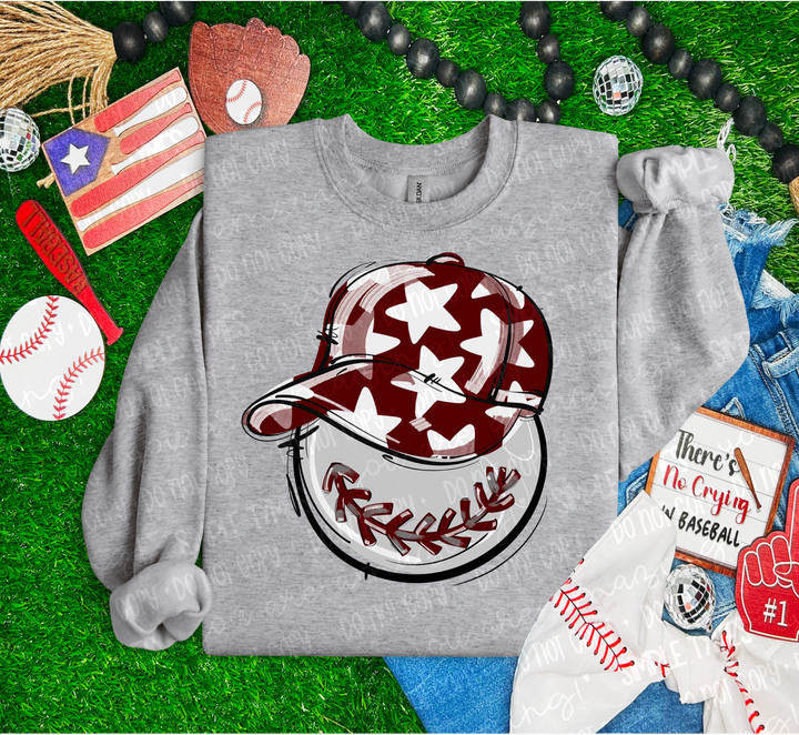 Baseball Happy Face DTF Print