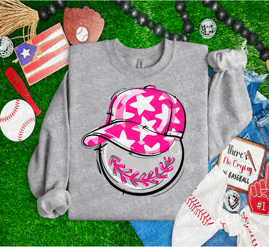 Baseball Happy Face DTF Print