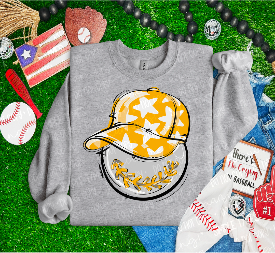 Baseball Happy Face DTF Print