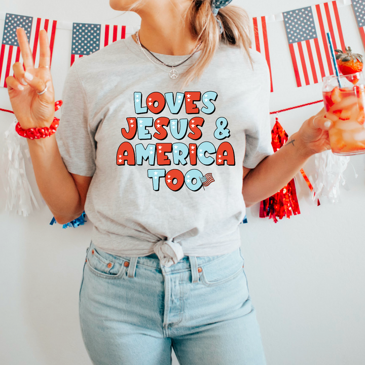 Loves Jesus & America Too DTF Print