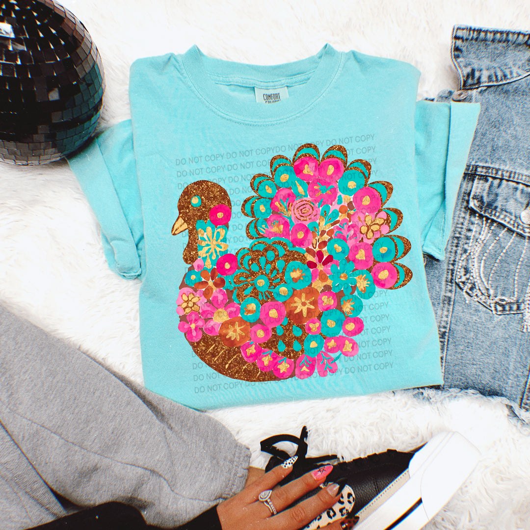 Floral Turkey DTF Print