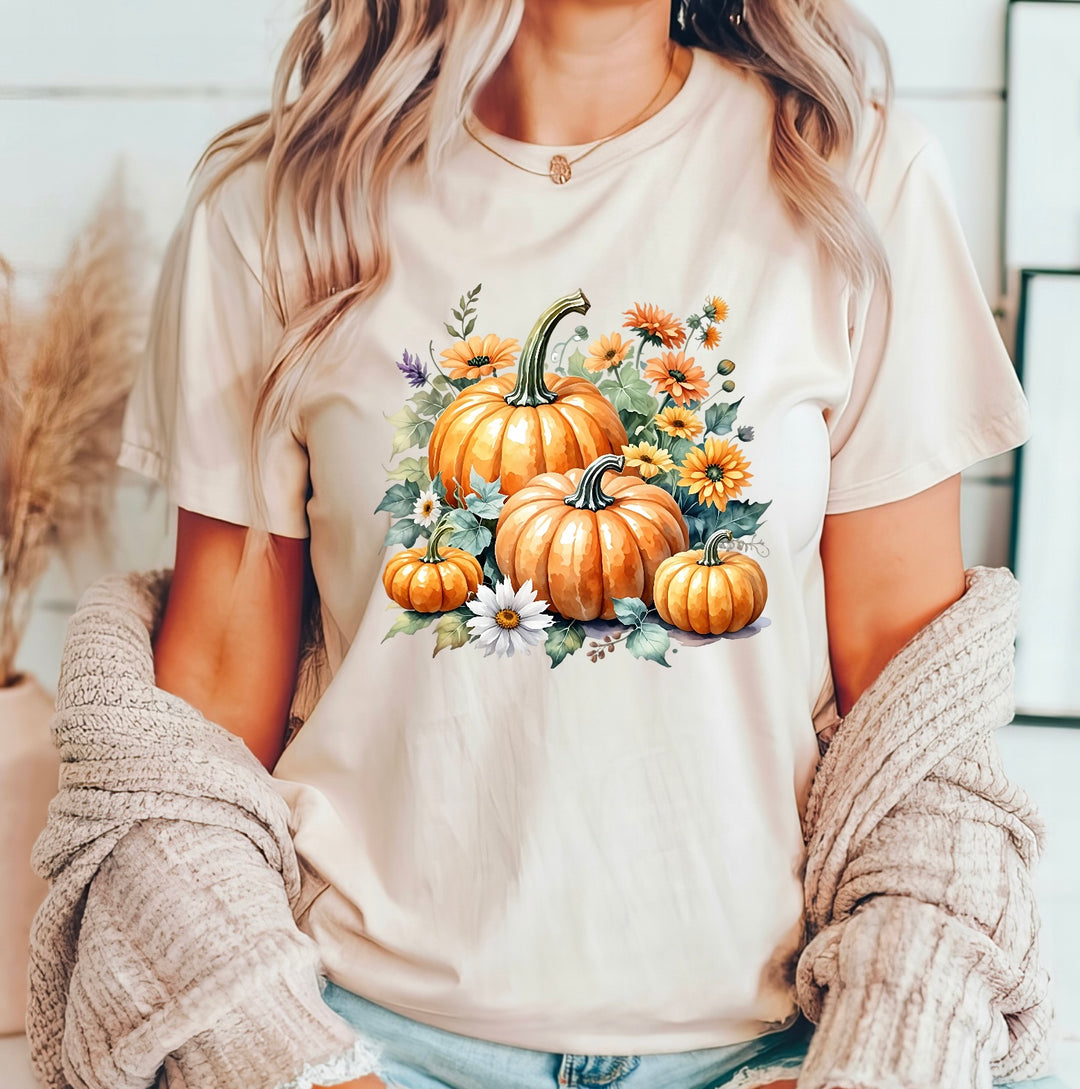 Flowers And  Pumpkins DTF Print