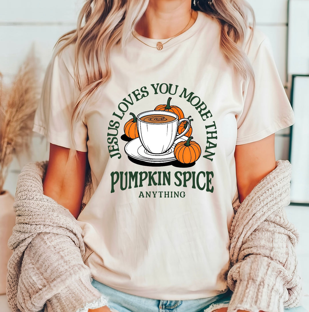 Jesus Loves More Thank Pumpkin Spice DTF Print