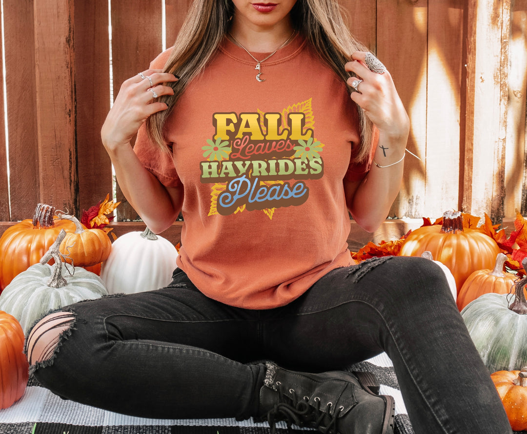 Fall Leaves Hayrides Please DTF Print