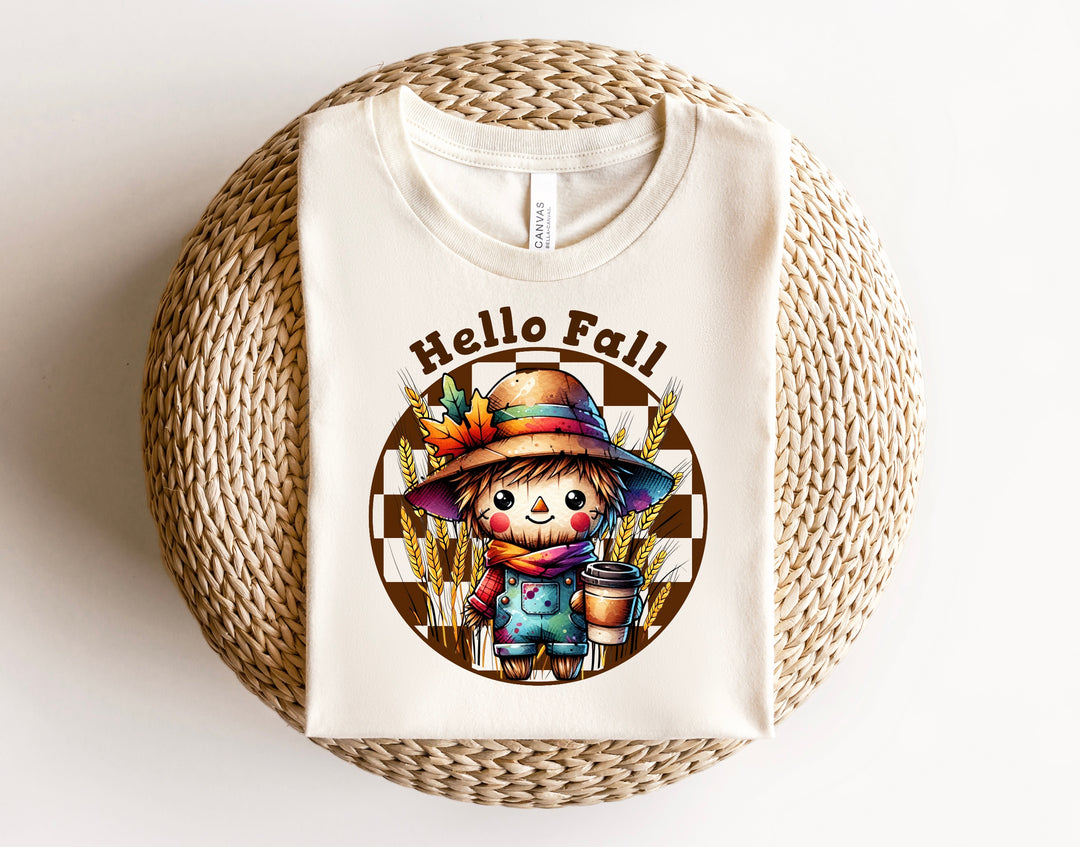 Hello Fall With Scarecrow DTF Print