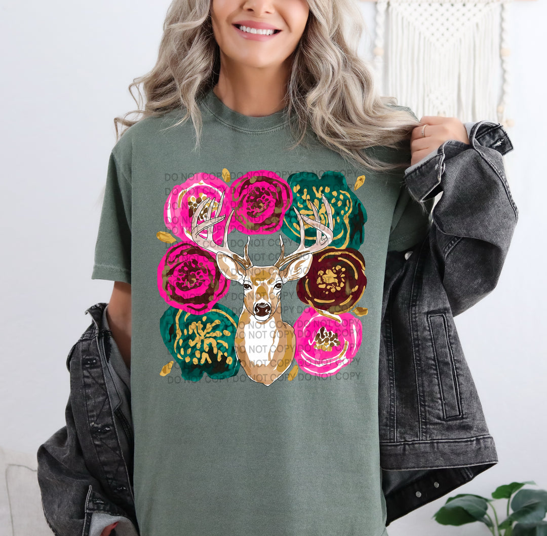 Floral Deer DTF Print