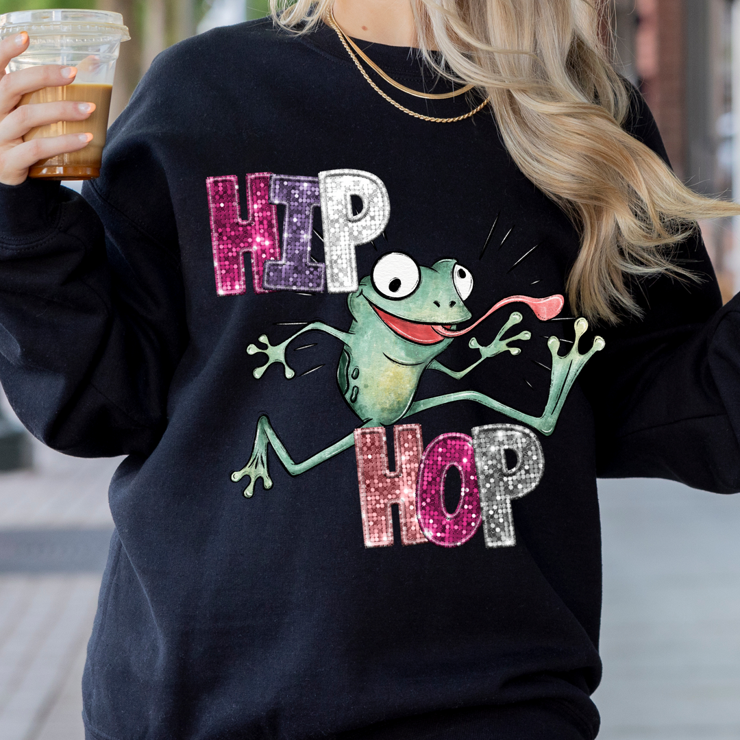 Hip Hop Frog Faux Glitter DTF Print