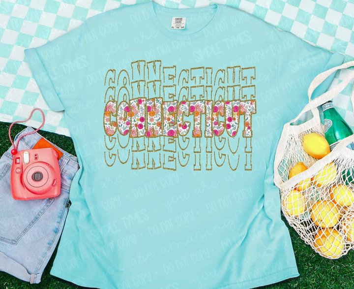 Stacked Floral States DTF Print