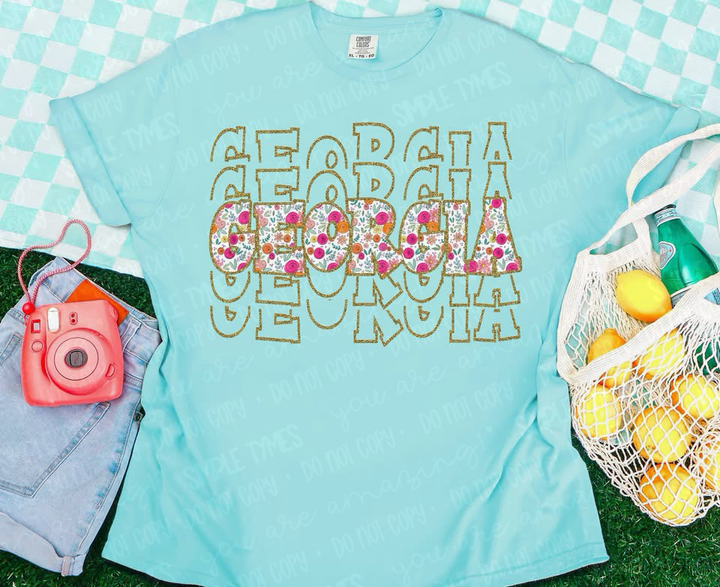 Stacked Floral States DTF Print