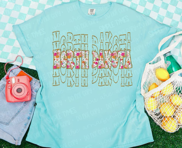 Stacked Floral States DTF Print
