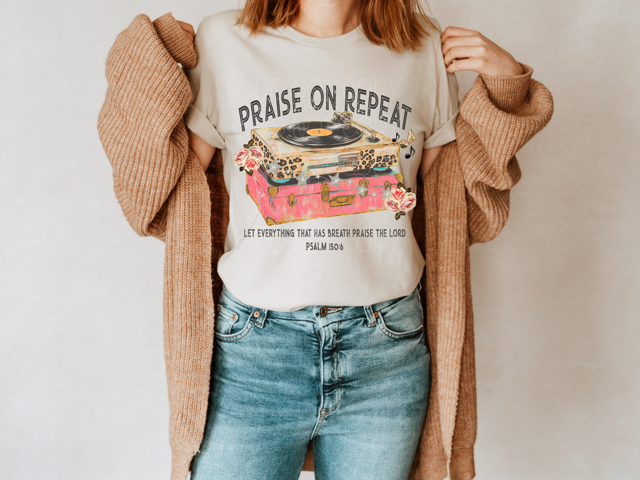 Praise On Repeat DTF Print