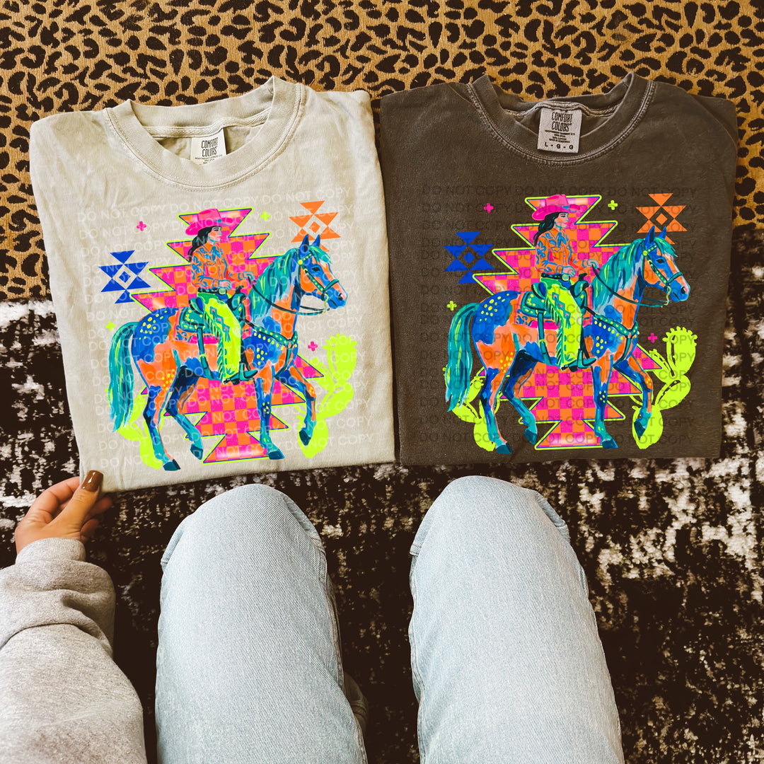 Neon Cowgirl DTF Print