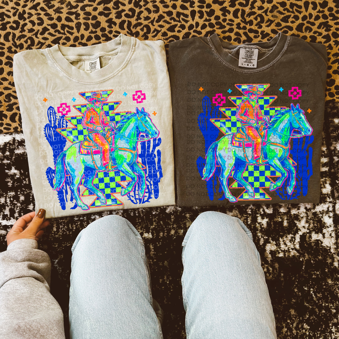 Neon Cowboy DTF Print