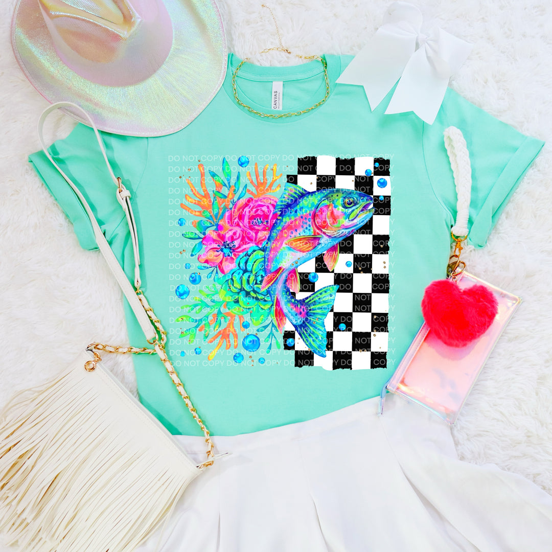 Neon Fish DTF Print