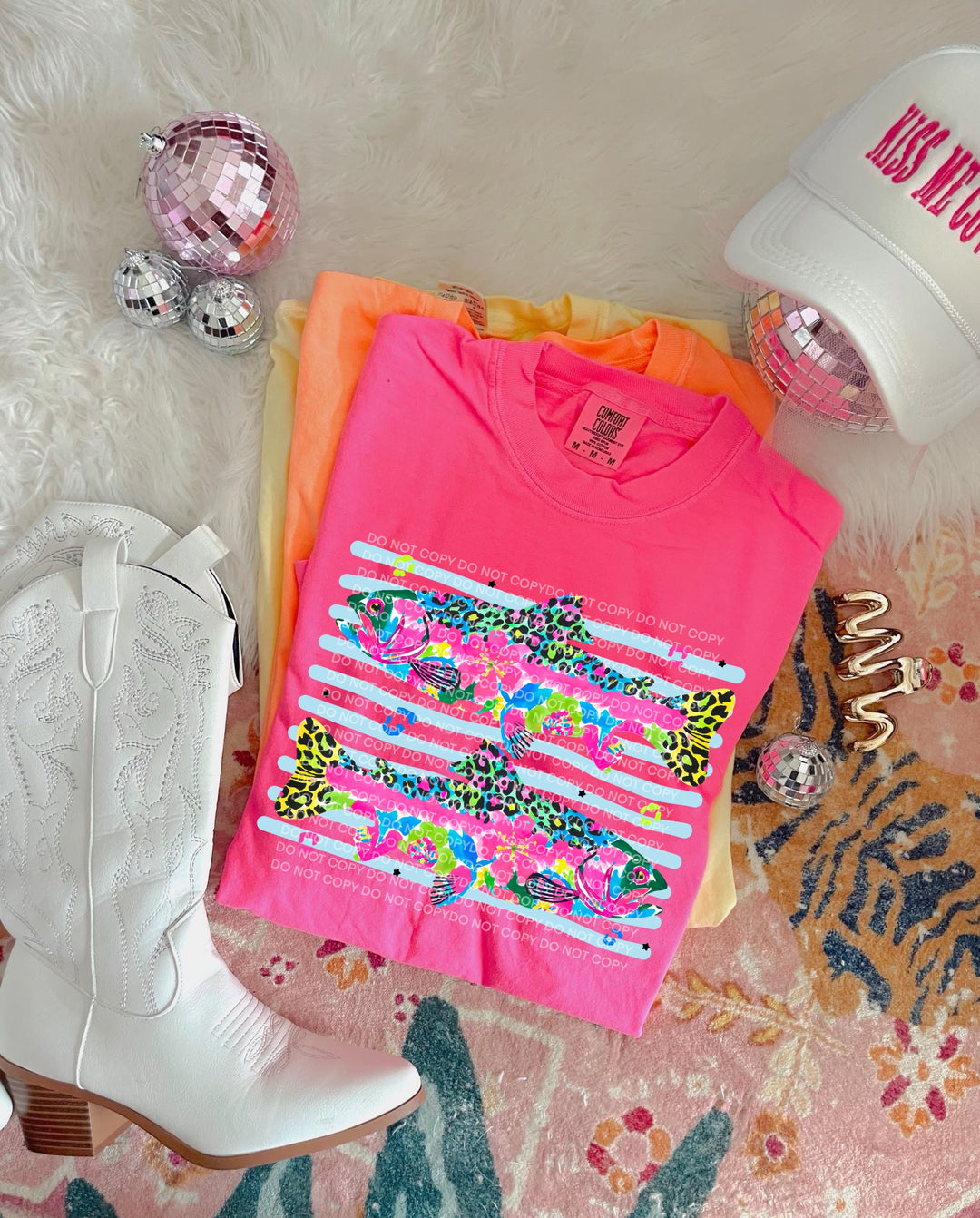 Leopard Neon Fish DTF Print