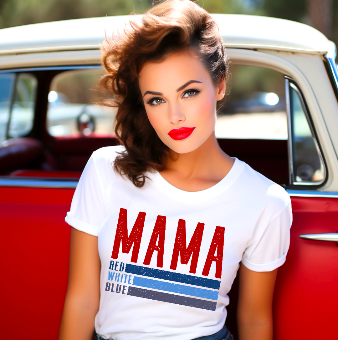 Mama Red White Blue DTF Print