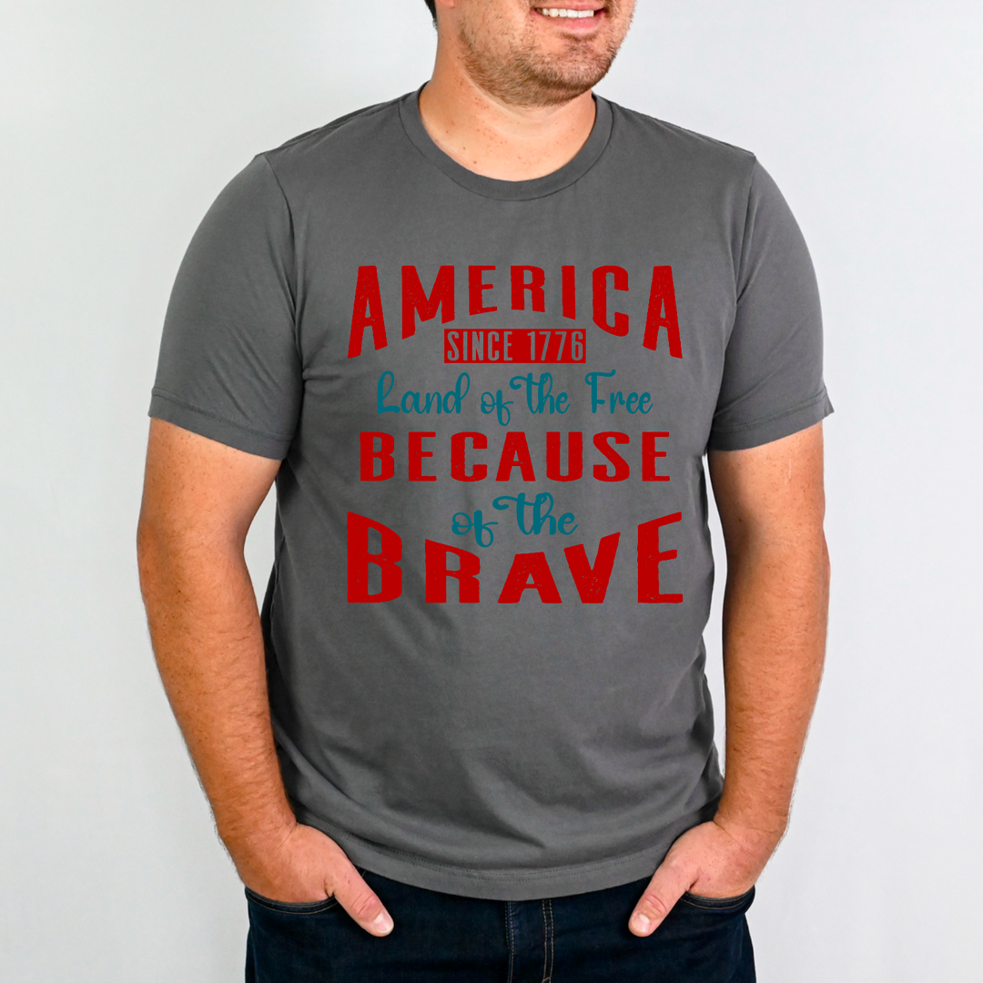 America Land Of The Free Because Of The Brave DTF Print