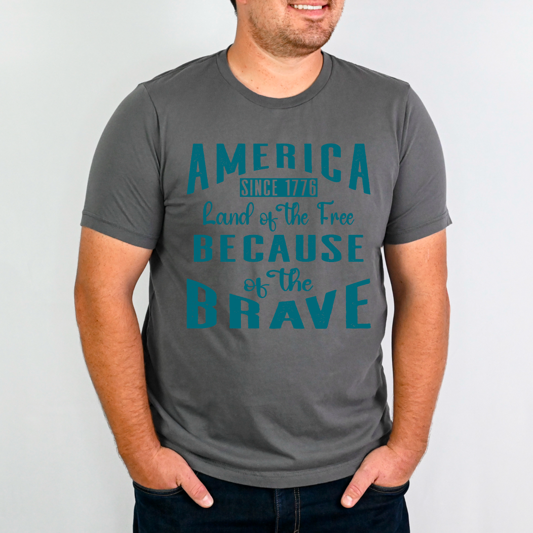 America Land Of The Free Because Of The Brave DTF Print