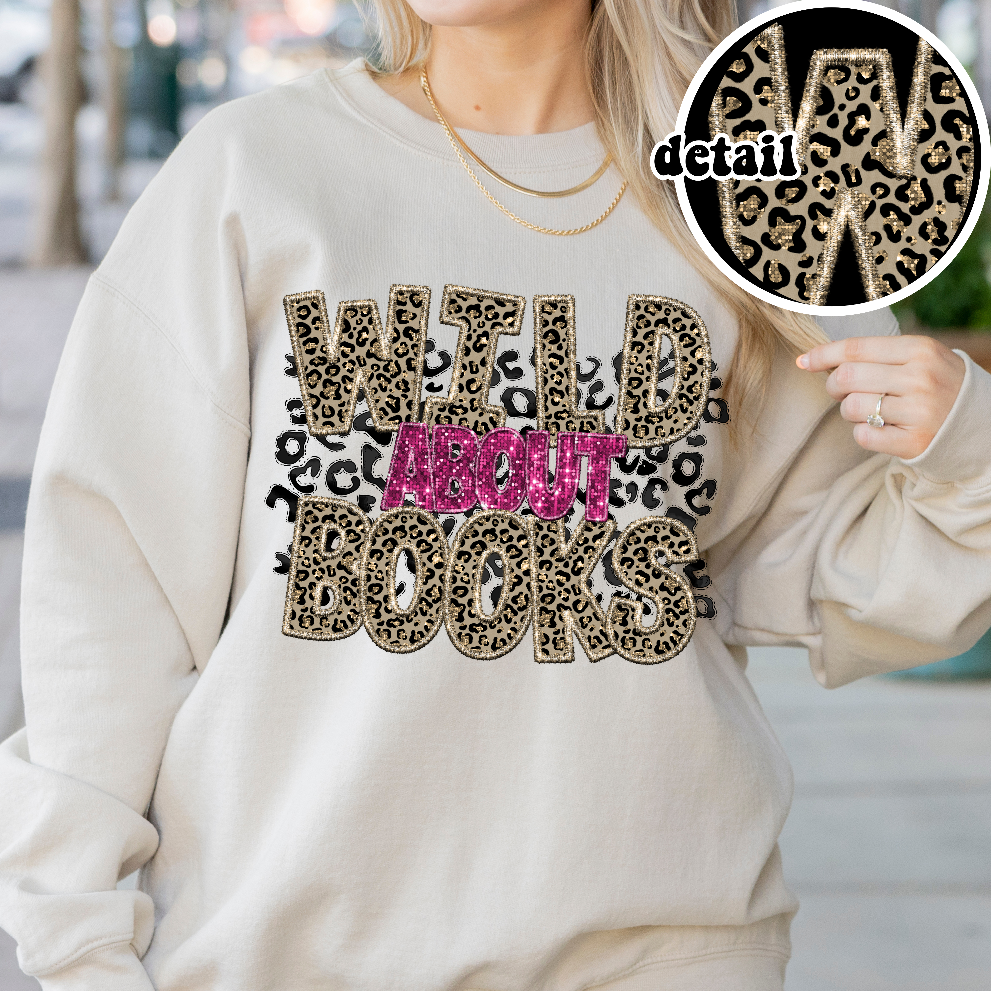 Wild About Books Faux Embroidery DTF Print