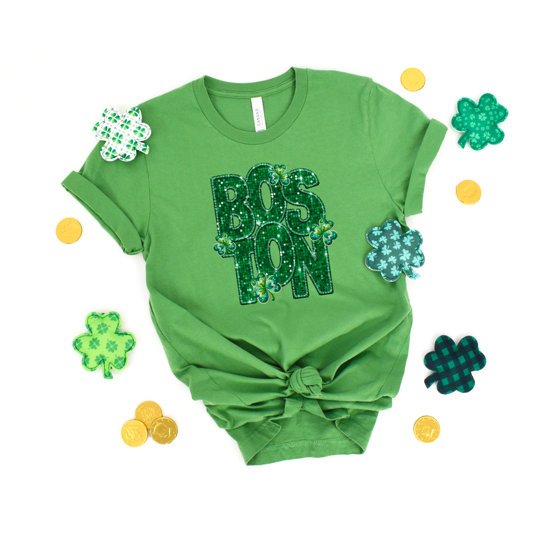 Shamrock Regions Faux Glitter DTF Print