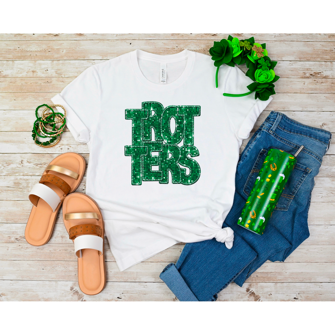 Youth Green Faux Glitter Team Spirit Mascots DTF Print