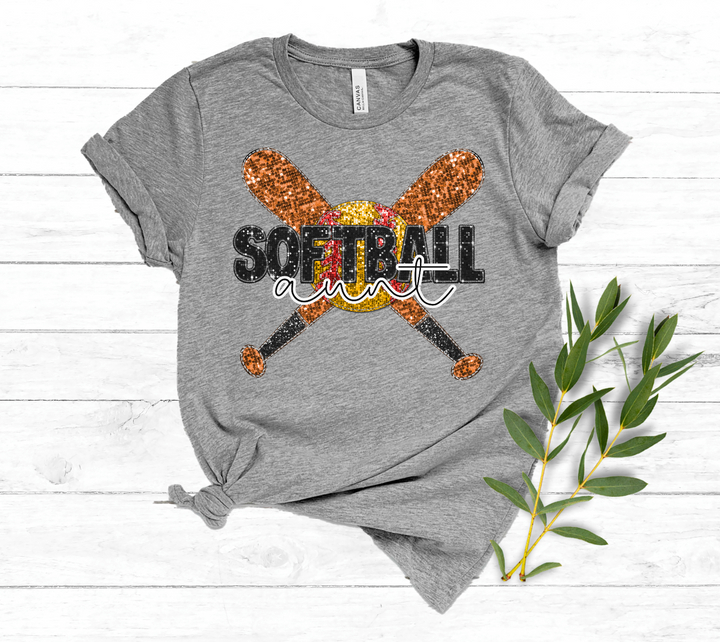 Softball Titles Bats Faux Glitter DTF Print