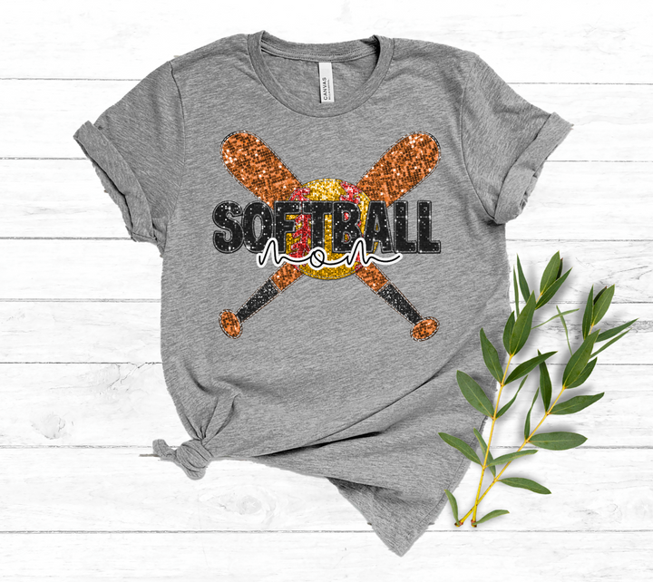 Softball Titles Bats Faux Glitter DTF Print