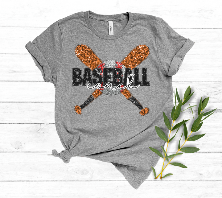 Baseball Titles Bats Faux Glitter DTF Print