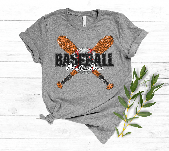 Baseball Titles Bats Faux Glitter DTF Print