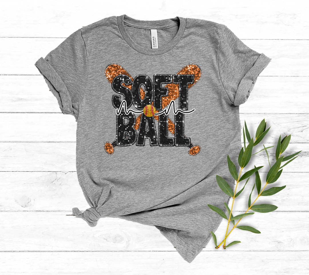 Softball Mom Bats Faux Glitter DTF Print