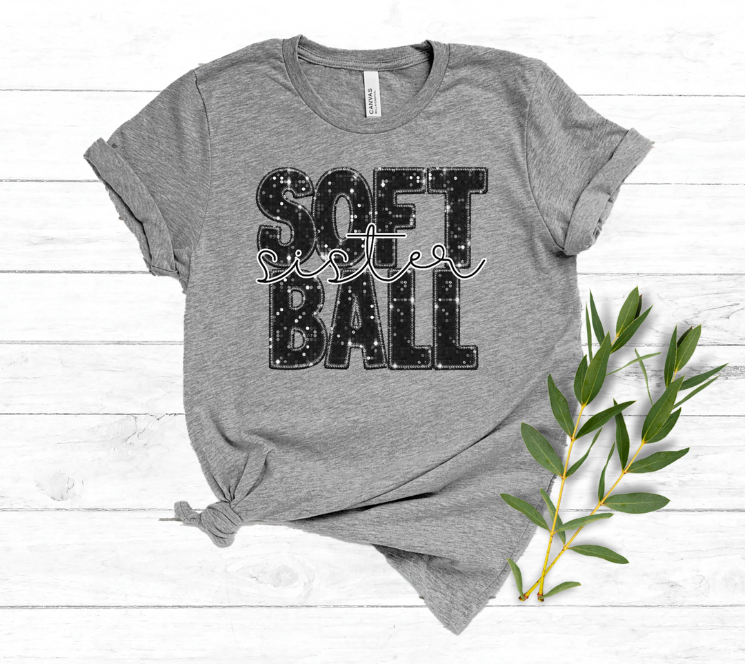 Stacked Softball Faux Glitter Titles DTF Print