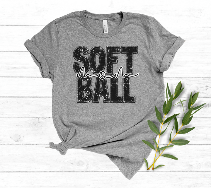 Stacked Softball Faux Glitter Titles DTF Print