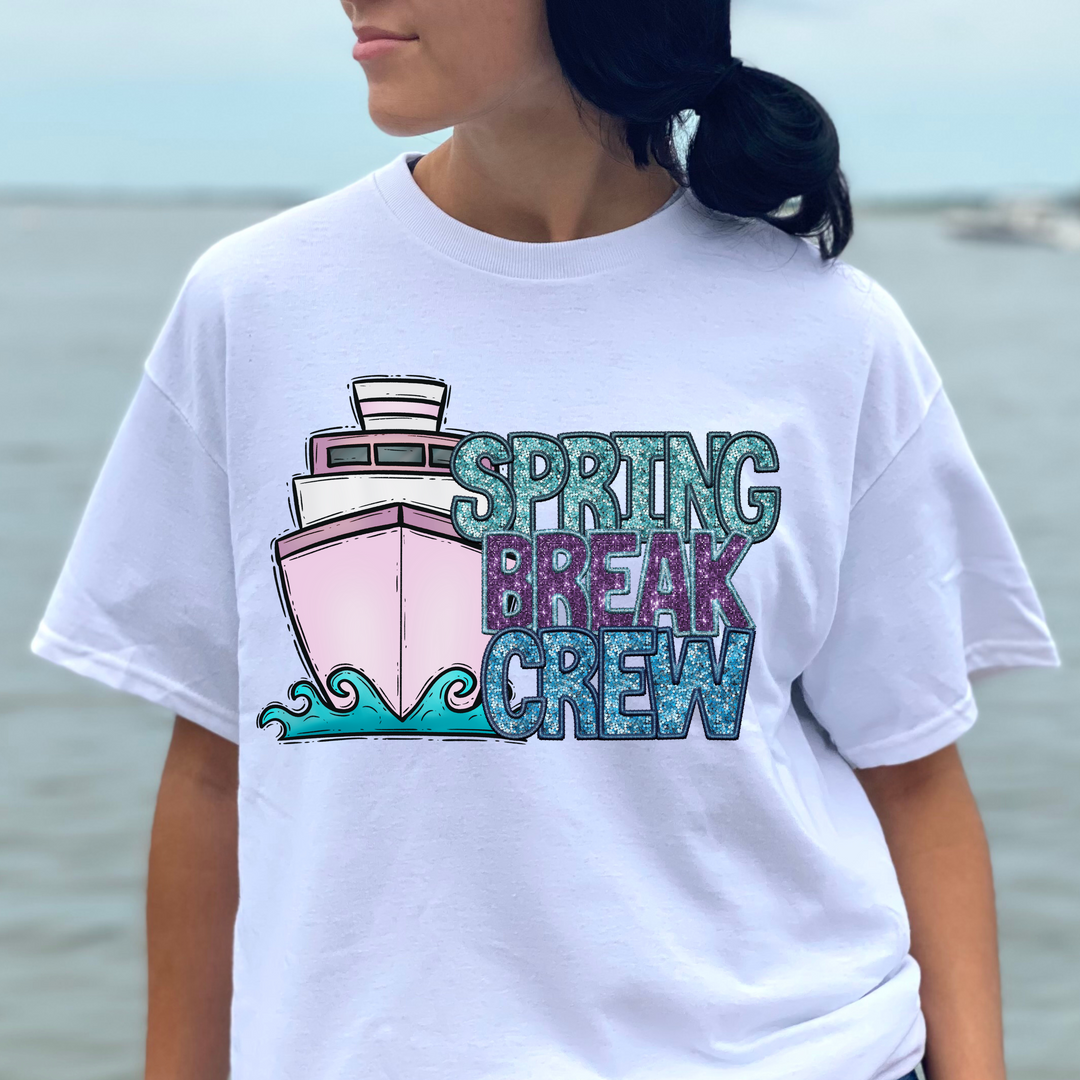 Spring Break Crew Faux Glitter DTF Print