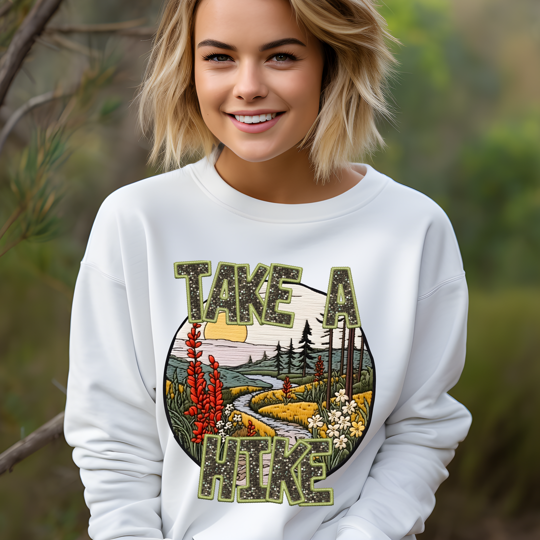 Take A Hike Faux Glitter DTF Print