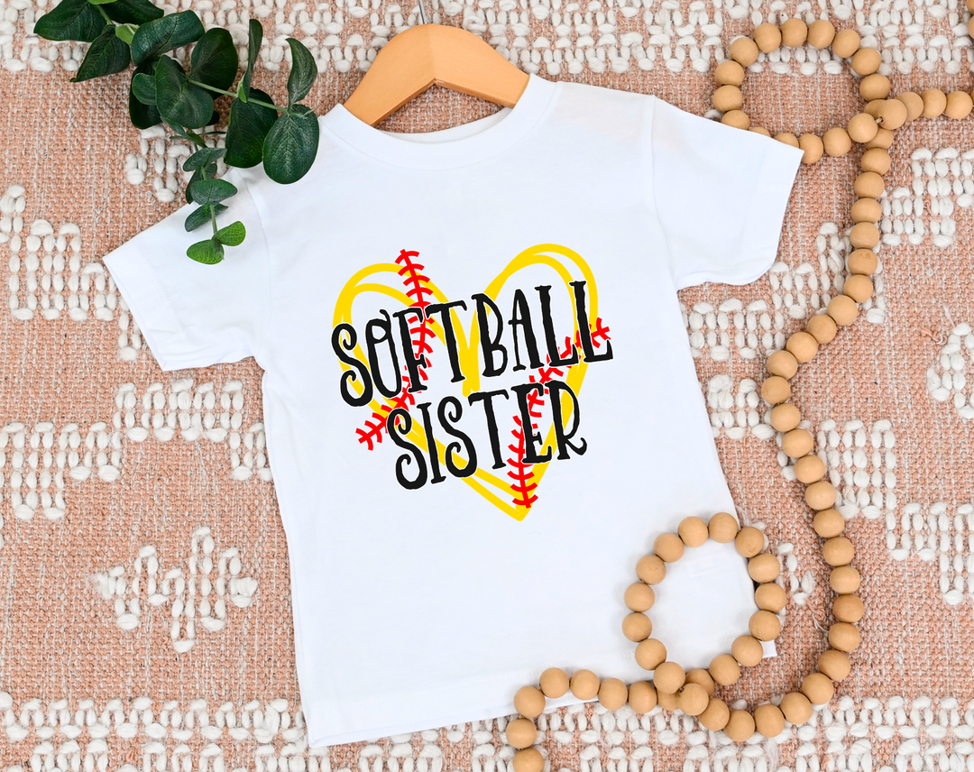 Softball Sister Heart DTF Print