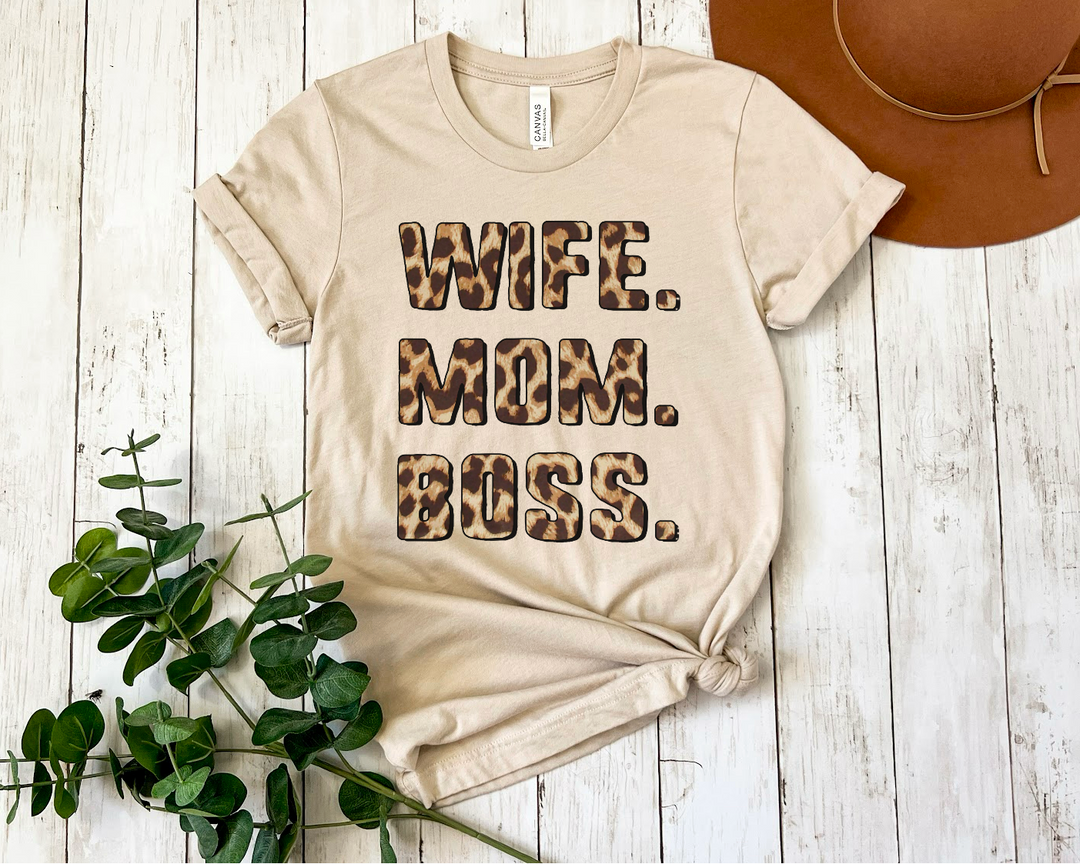 Wife Mom Boss Leopard DTF Print