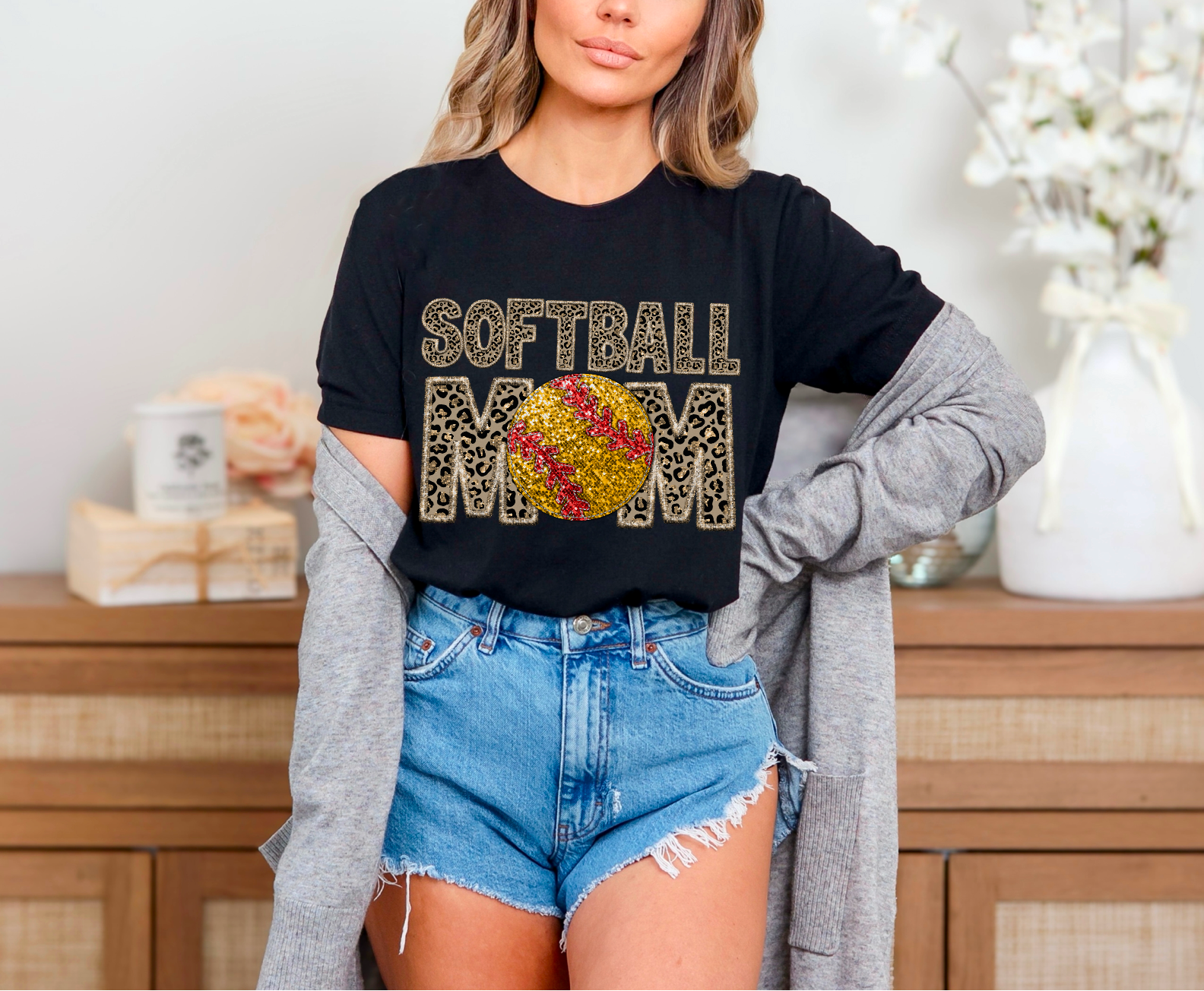 Leopard Faux Embroidery Sports Titles DTF Print