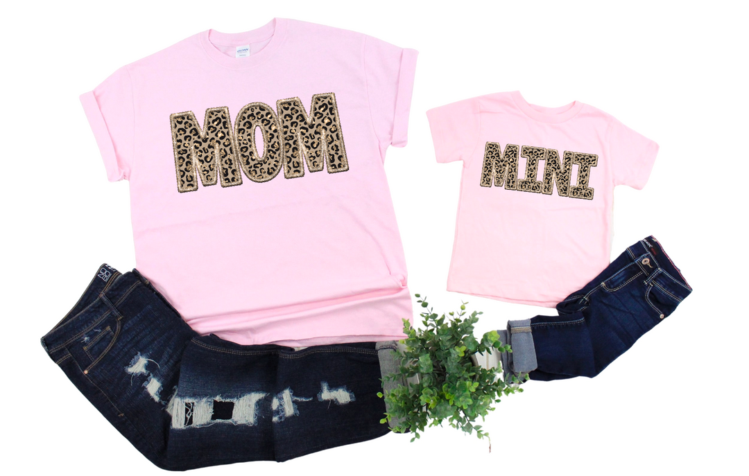 Leopard Faux Embroidery Mom and Mini DTF Print