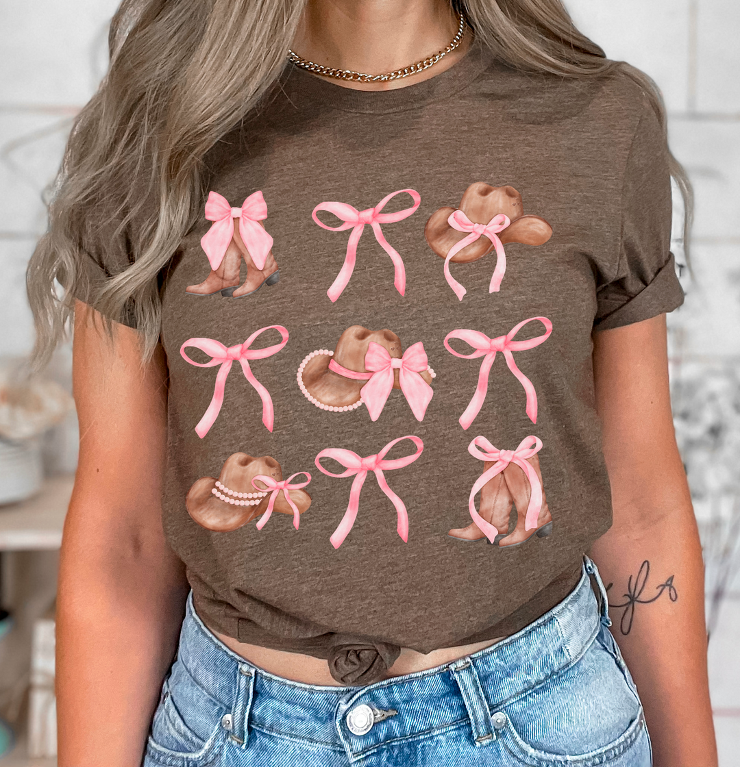 Western Pink Bows DTF Print