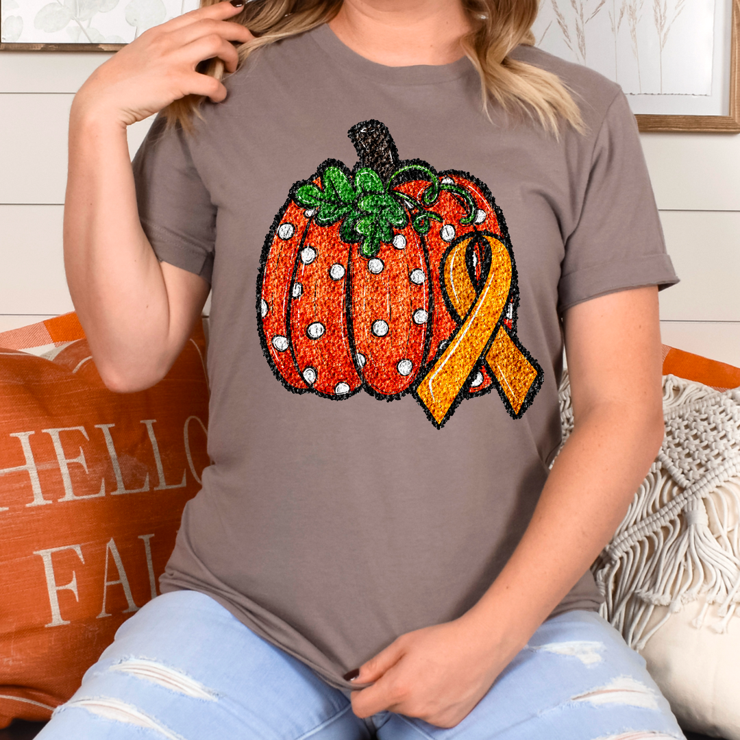 Childhood Cancer Pumpkin DTF Print