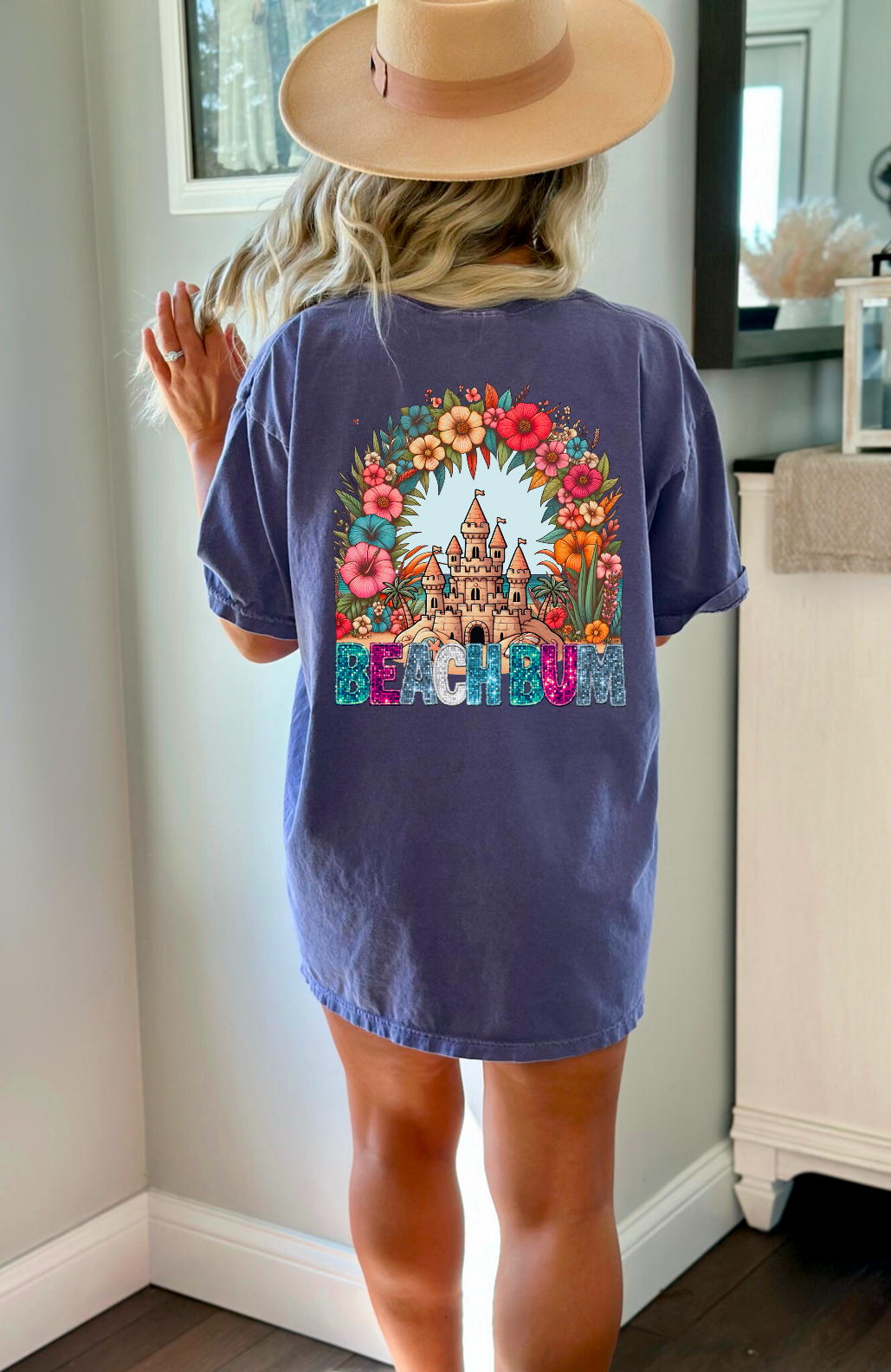 Beach Bum Faux Glitter DTF Print