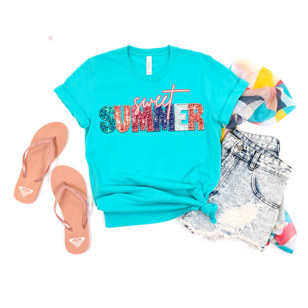 Sweet Summer Faux Glitter DTF Print