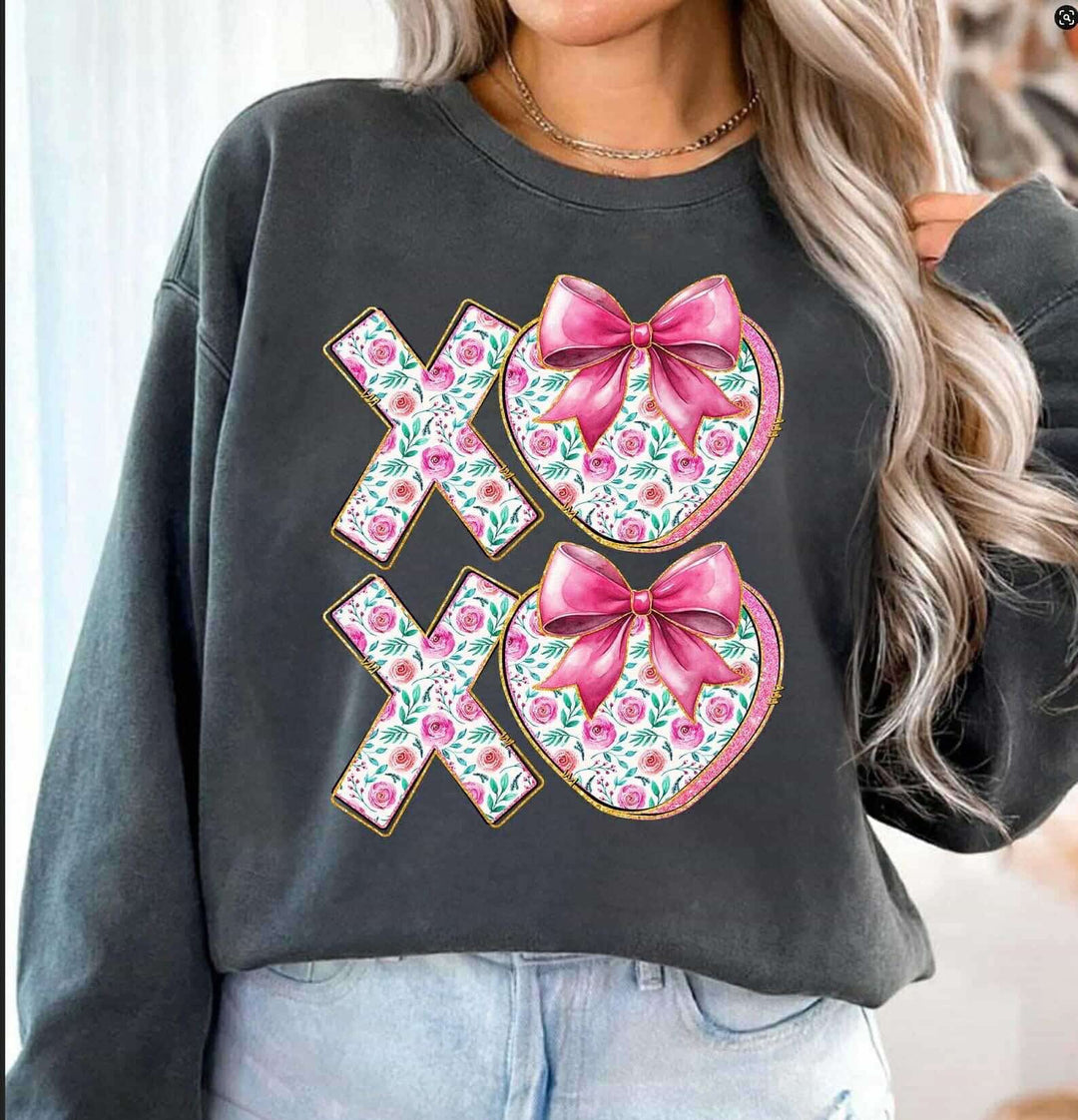 XOXO Floral Bow DTF Print