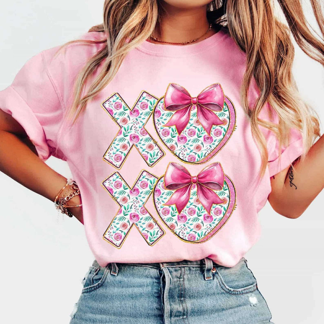 XOXO Floral Bow DTF Print