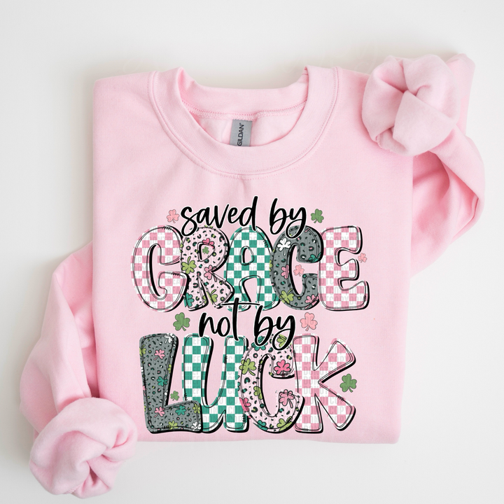Saved By Grace Not By Luck DTF Print